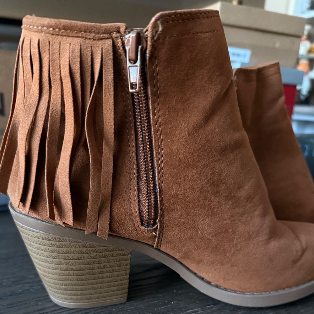 Fringe Tan Ankle Boots